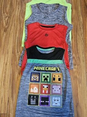 4 Pack jumping beans Kids Tank Tops Set - Gray, Red, Lime, Black w/ Green Accent